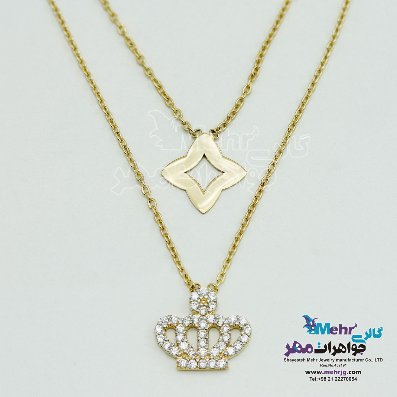 گردنبند طلا - طرح تاج و ستاره