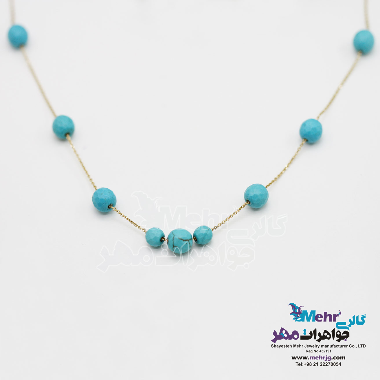 گردنبند طلا - سنگ فیروزه