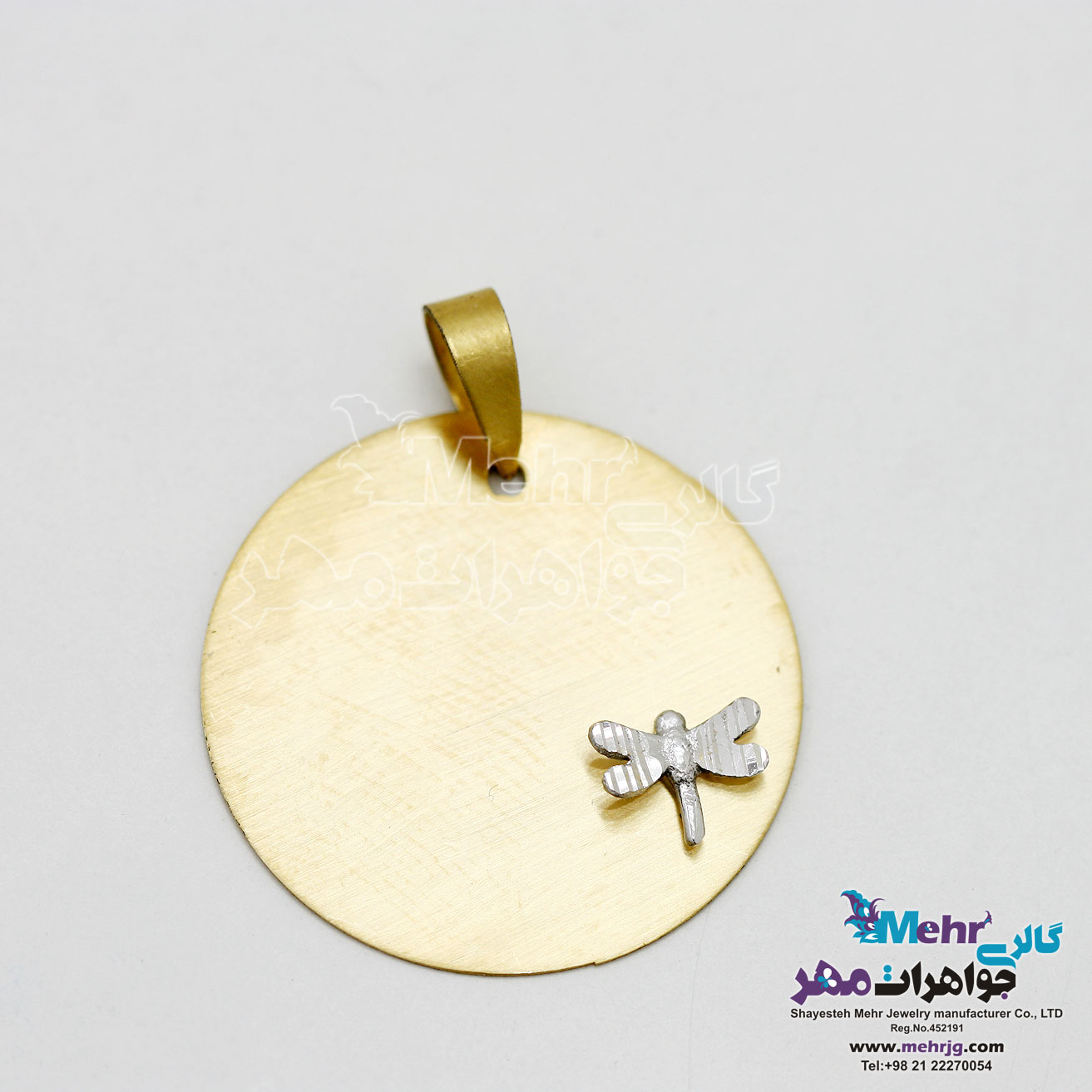 آویز طلا - طرح دایره و سنجاقک