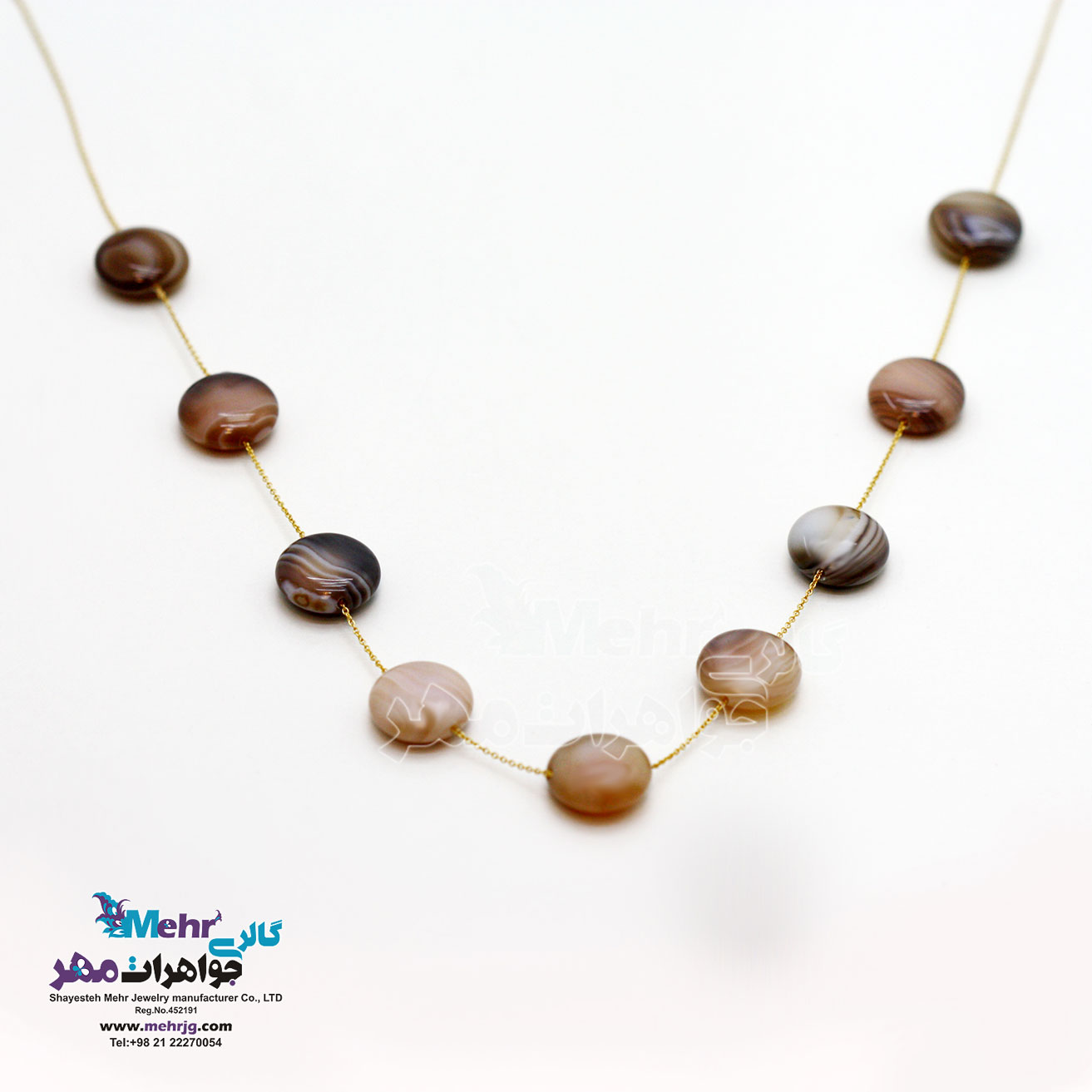 گردنبند طلا - سنگ عقیق