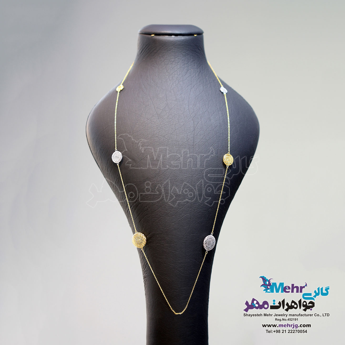 گردنبند رولباسی طلا - طرح گوی توری