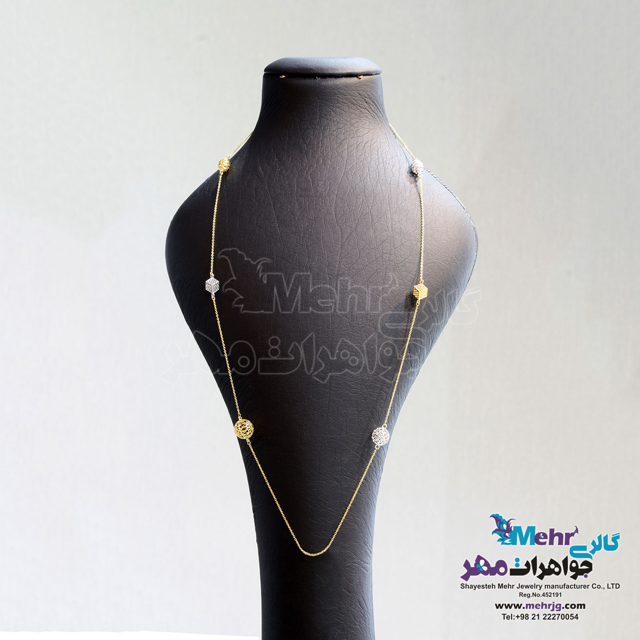 گردنبند رولباسی طلا - طرح گوی توری
