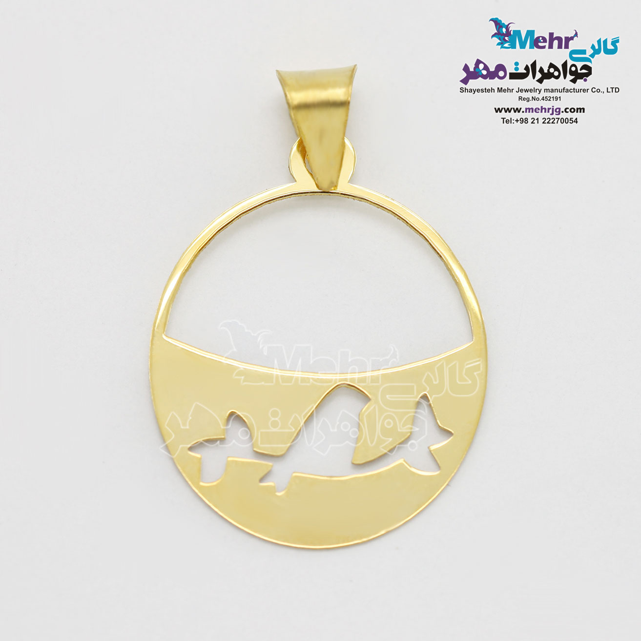 آویز طلا - طرح پرنده و شاخه