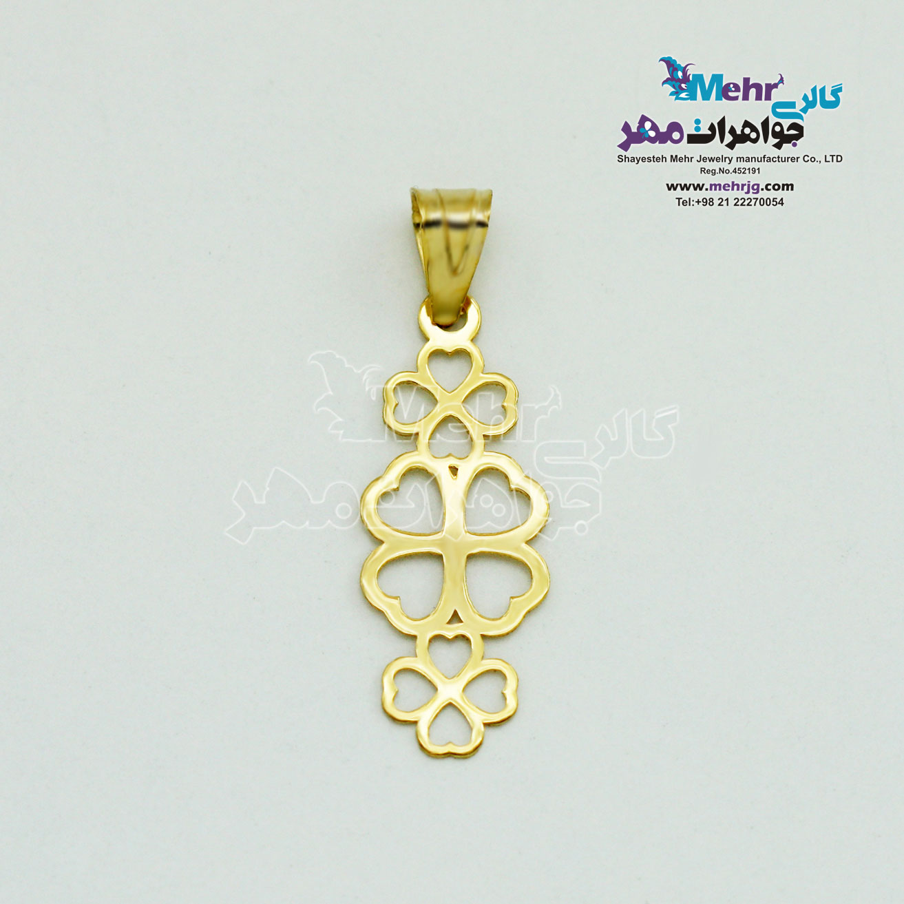 آویز طلا - طرح شبدر چهار برگ