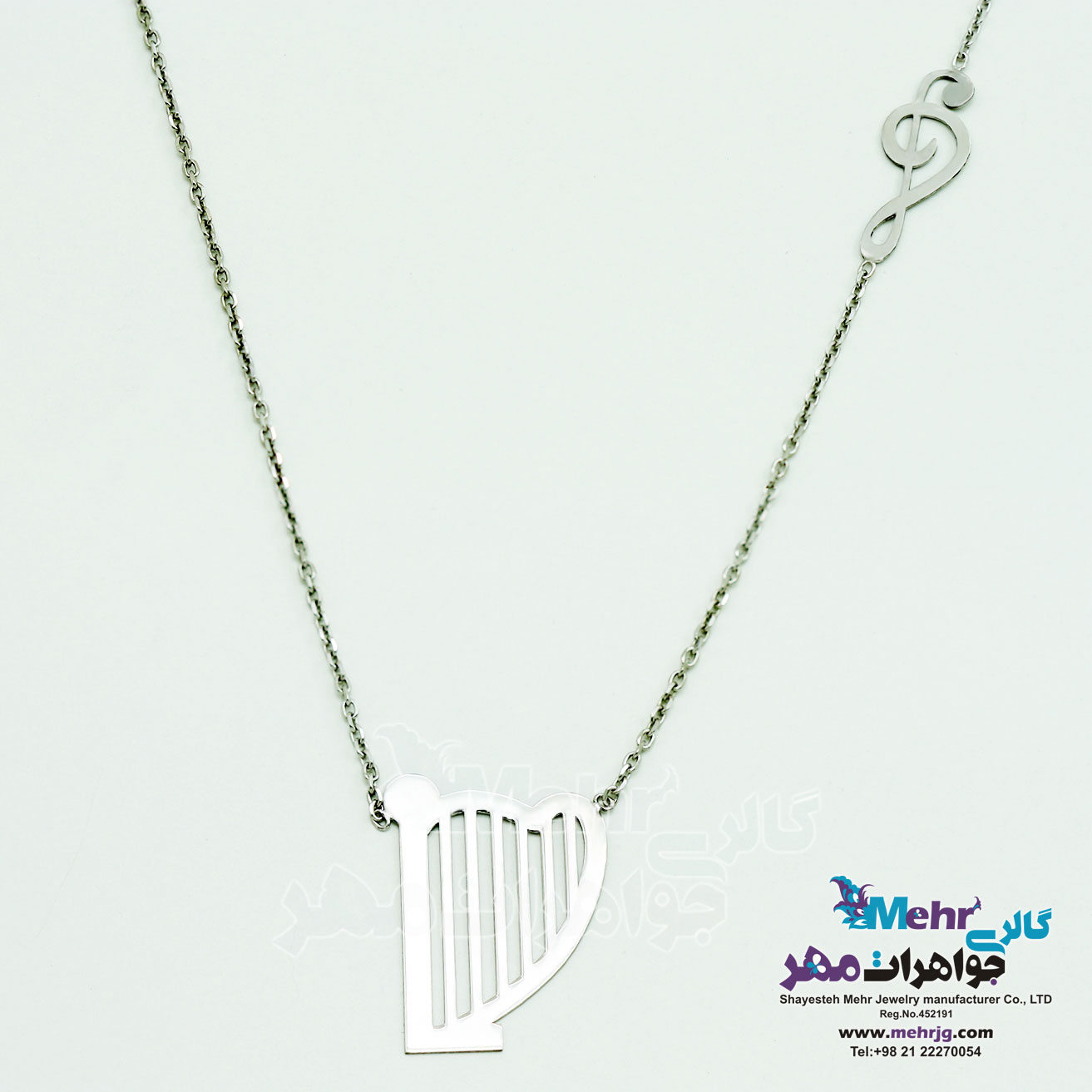 گردنبند طلا - طرح چنگ و نت موسیقی