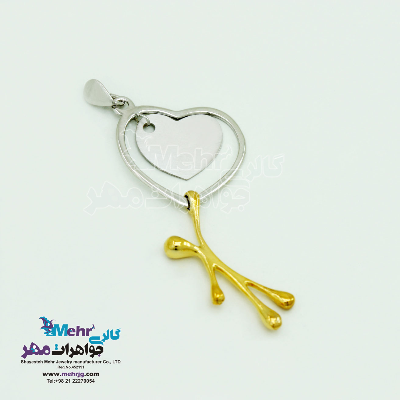 آویز طلا - طرح آدمک و قلب