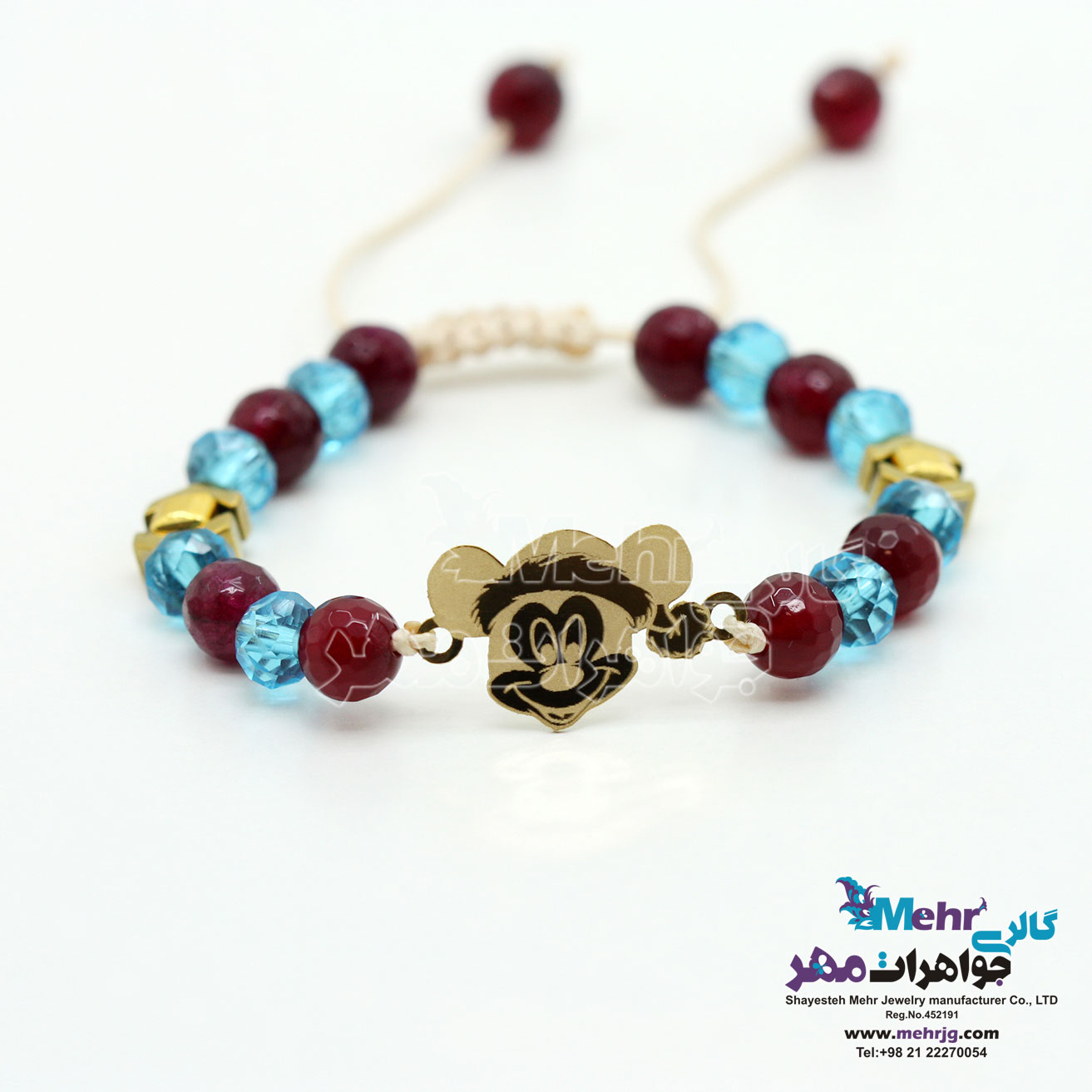 دستبند طلا و مهره - طرح میکی ماوس