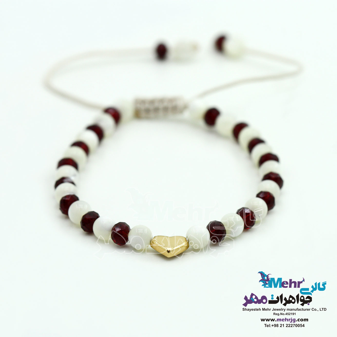 دستبند طلا و سنگ - طرح قلب