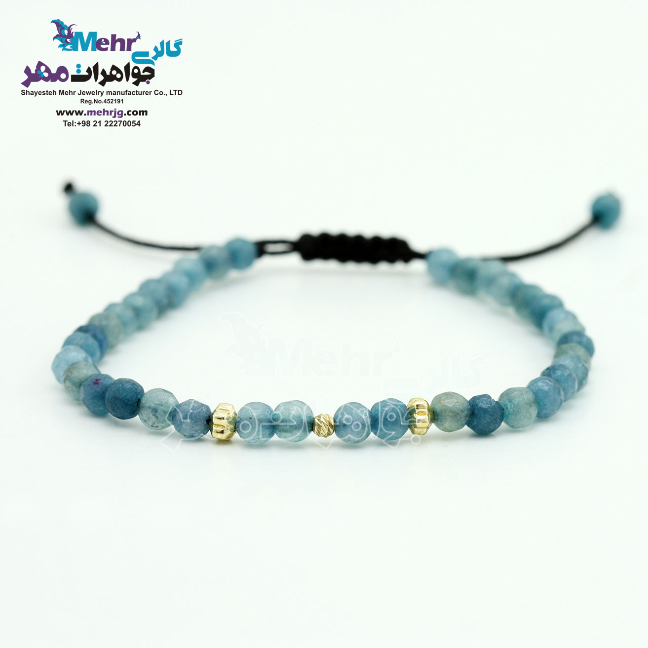 دستبند طلا و سنگ - طرح گوی تراش