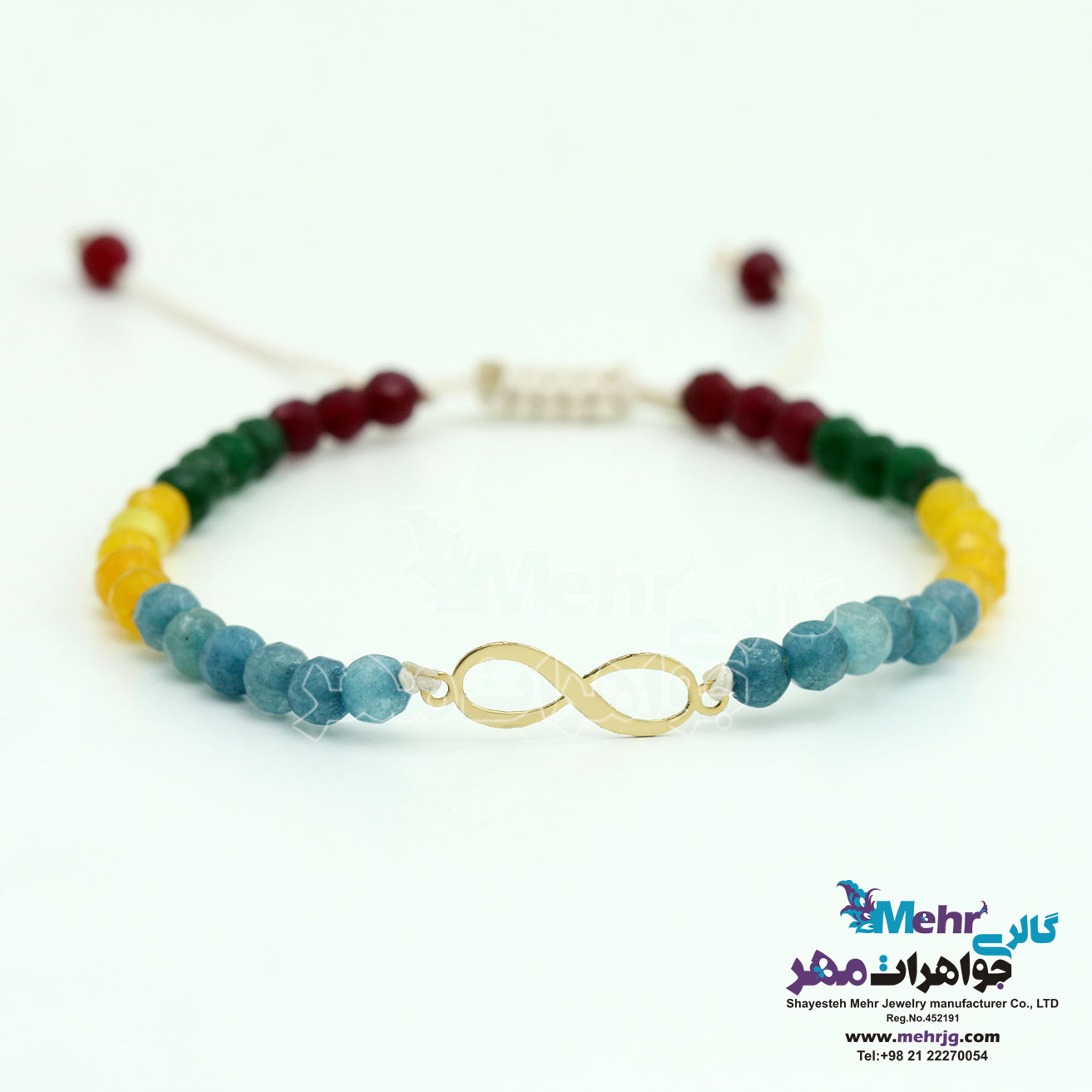 دستبند طلا و سنگ - طرح بی نهایت