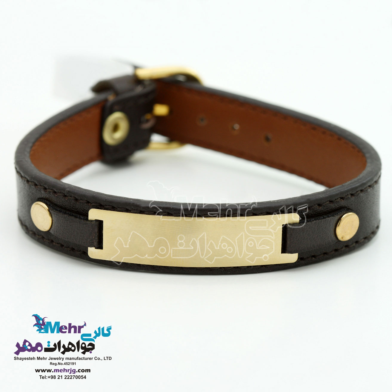 دستبند طلا و چرم - طرح هندسی