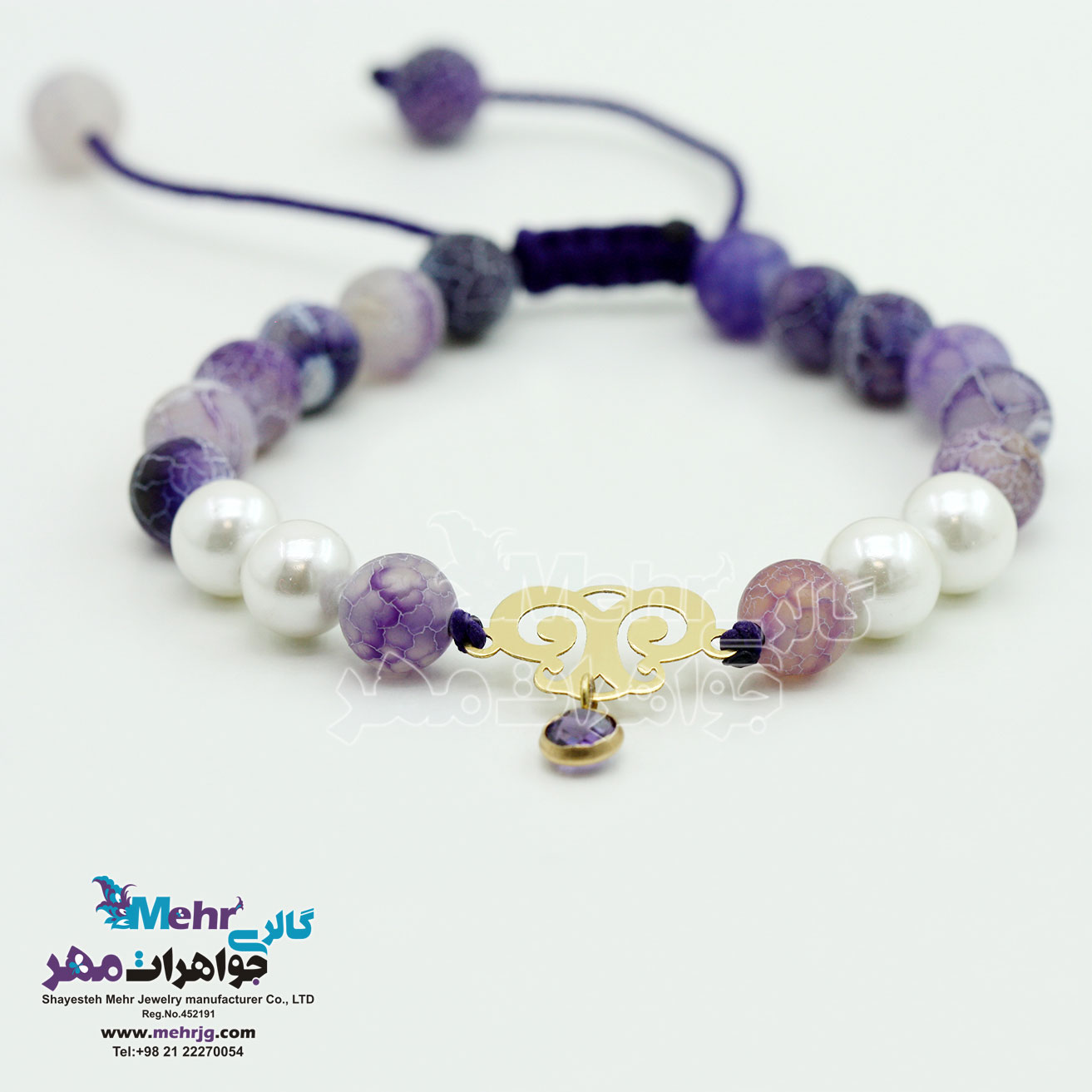 دستبند طلا و سنگ - طرح پروانه