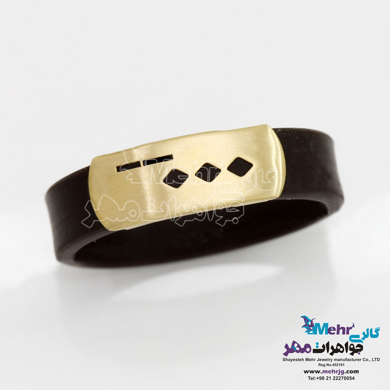 انگشتر طلا و چرم - طرح هندسی