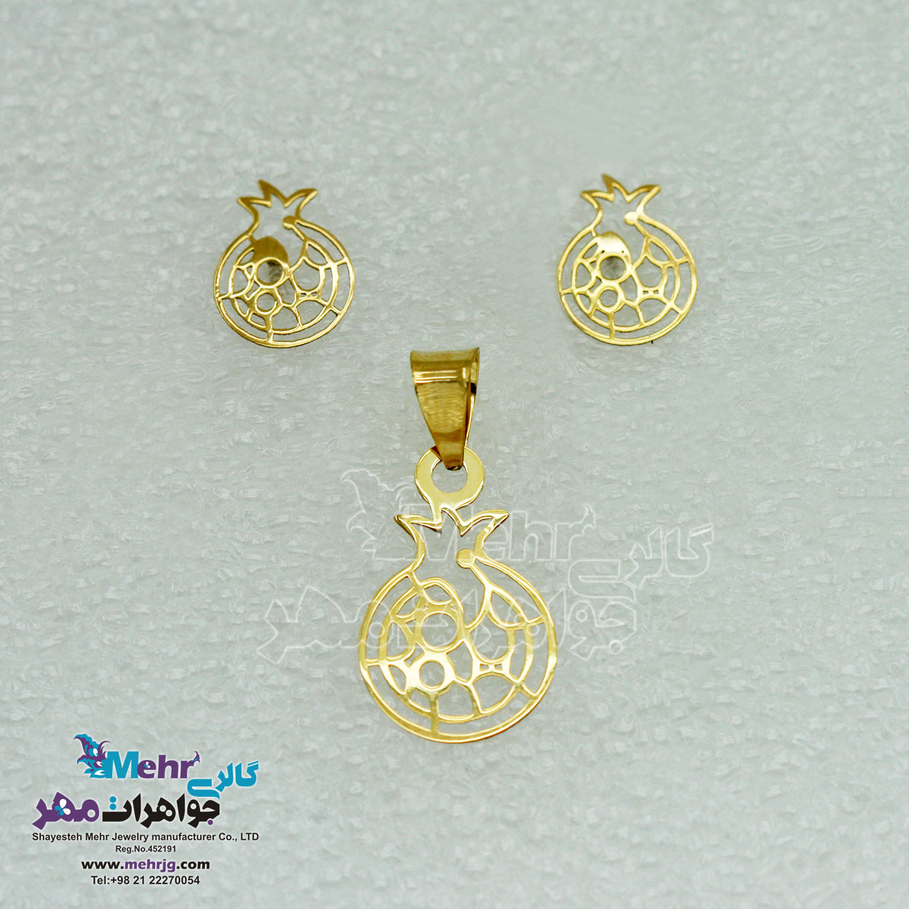 نیم ست طلا - آویز و گوشواره - طرح انار