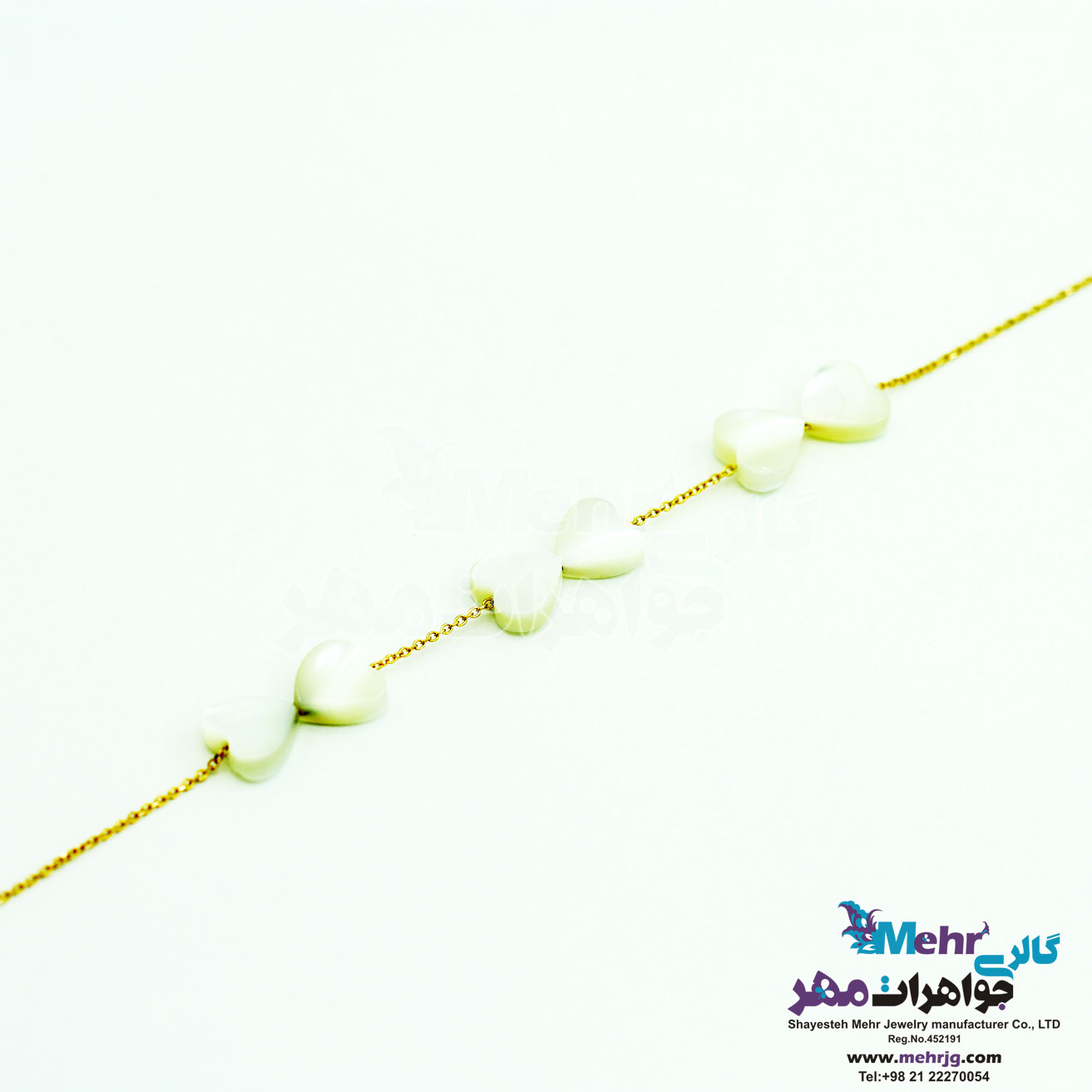 دستبند طلا و سنگ - طرح قلب