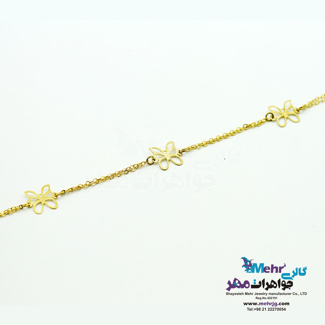 دستبند طلا - طرح پروانه