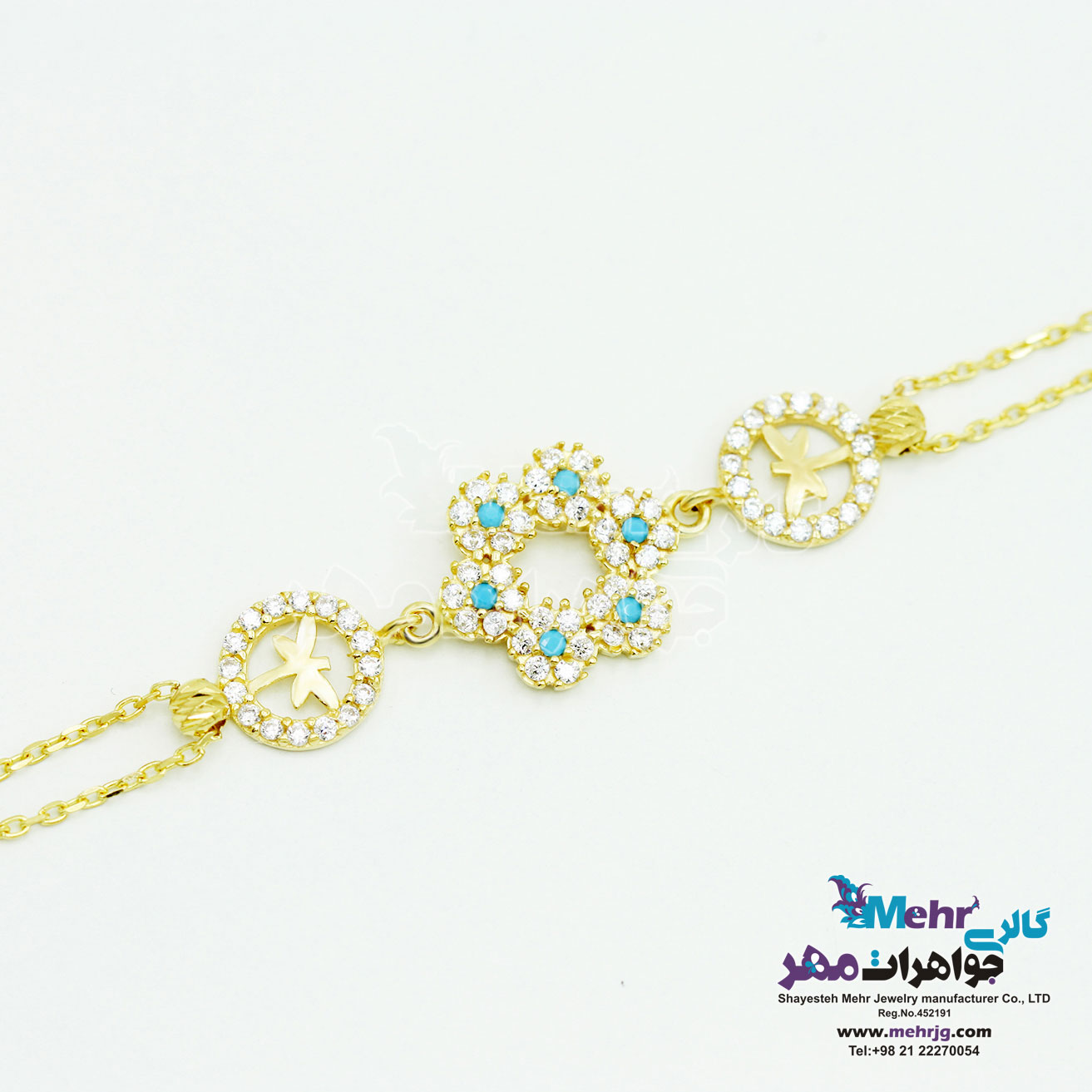 دستبند طلا - طرح گل و سنجاقک