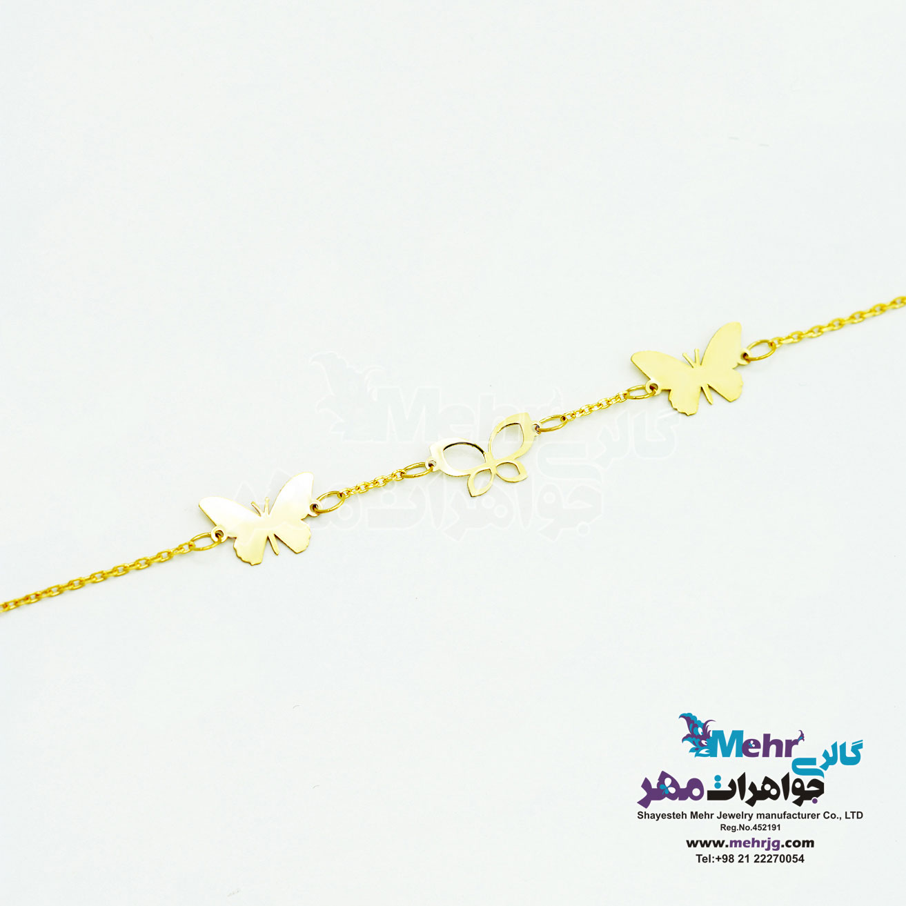 دستبند طلا - طرح پروانه