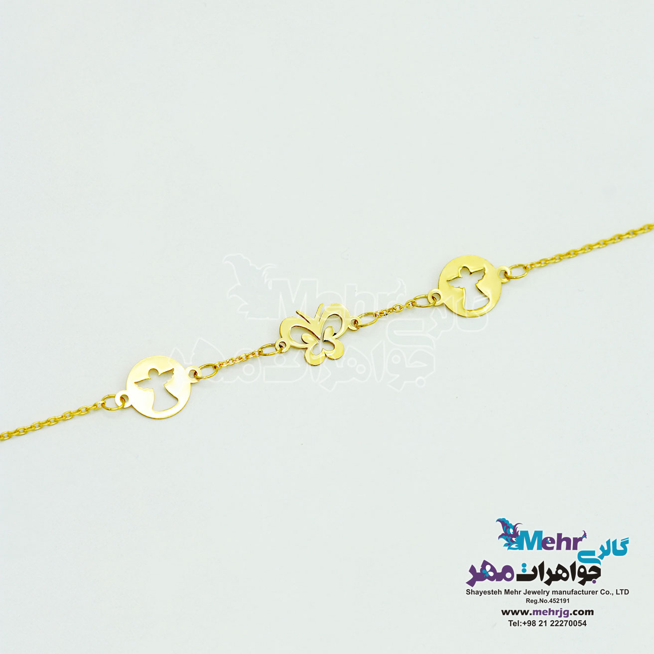 دستبند طلا - طرح فرشته و پروانه