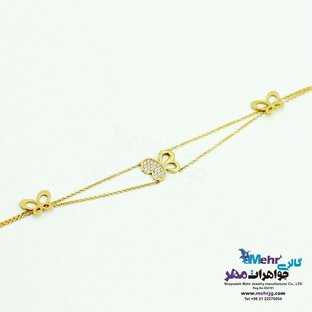 دستبند طلا - طرح پروانه
