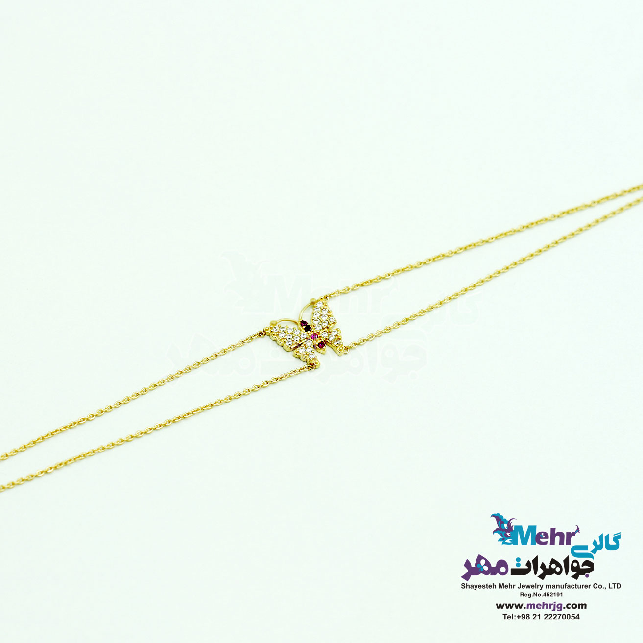 دستبند طلا - طرح پروانه