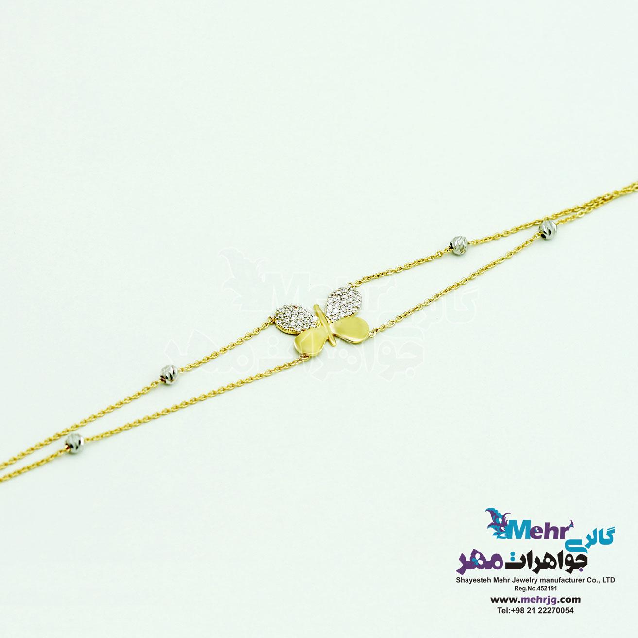 دستبند طلا - طرح پروانه
