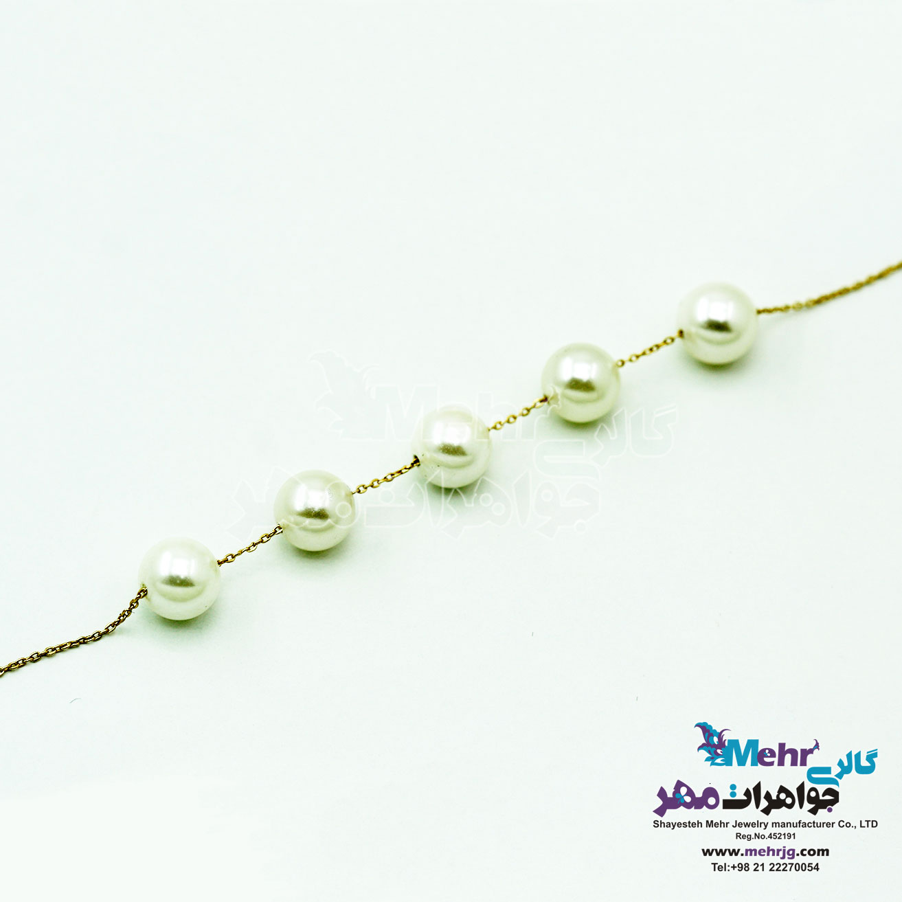 دستبند طلا و سنگ - طرح مروارید نشان