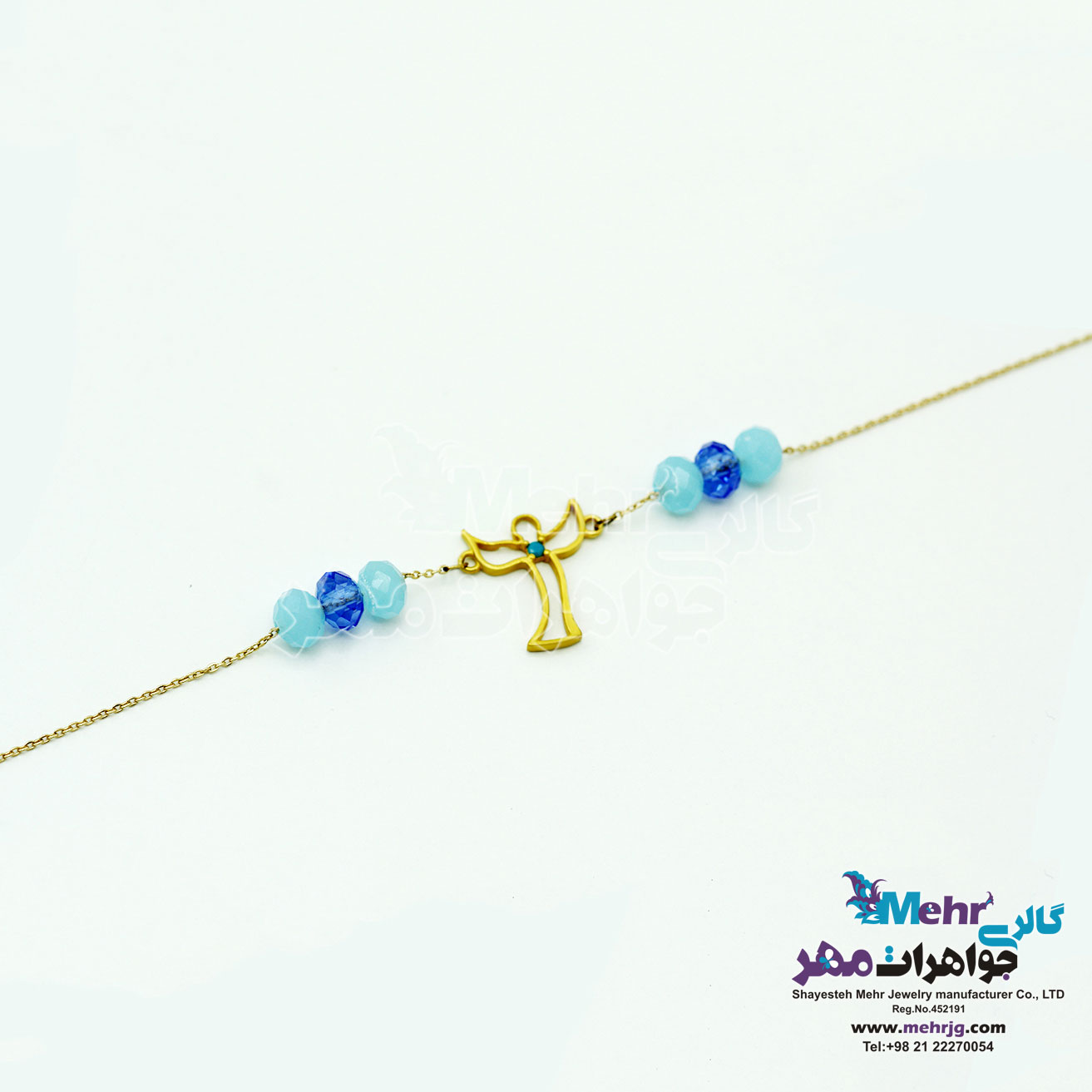 دستبند طلا و مهره - طرح فرشته