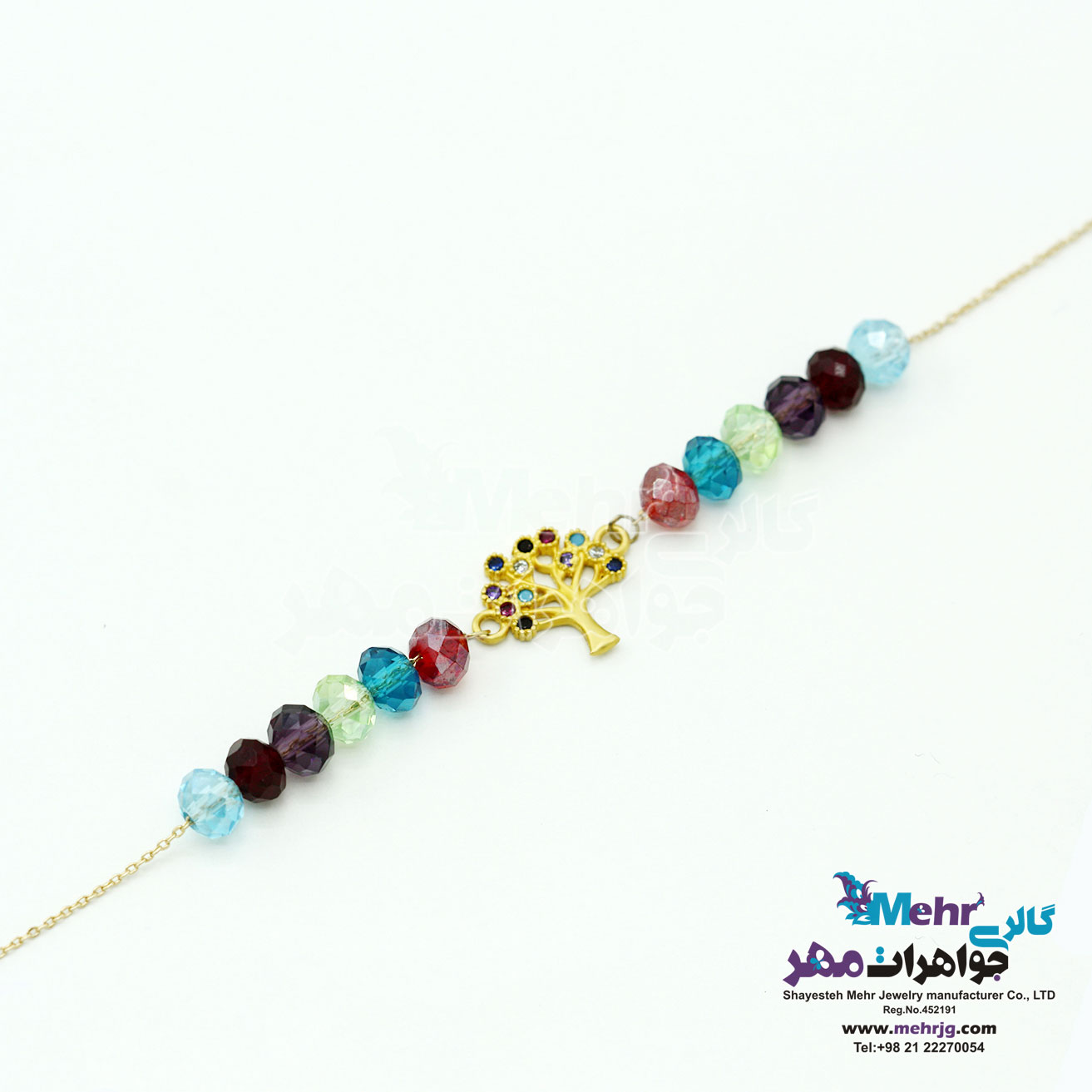 دستبند طلا و مهره - طرح درخت زندگی