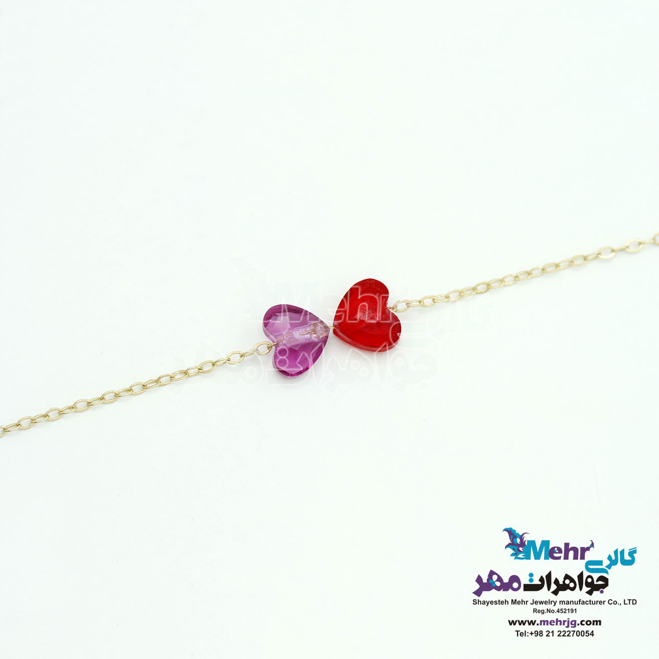 دستبند طلا - سنگ سواروسکی قلب
