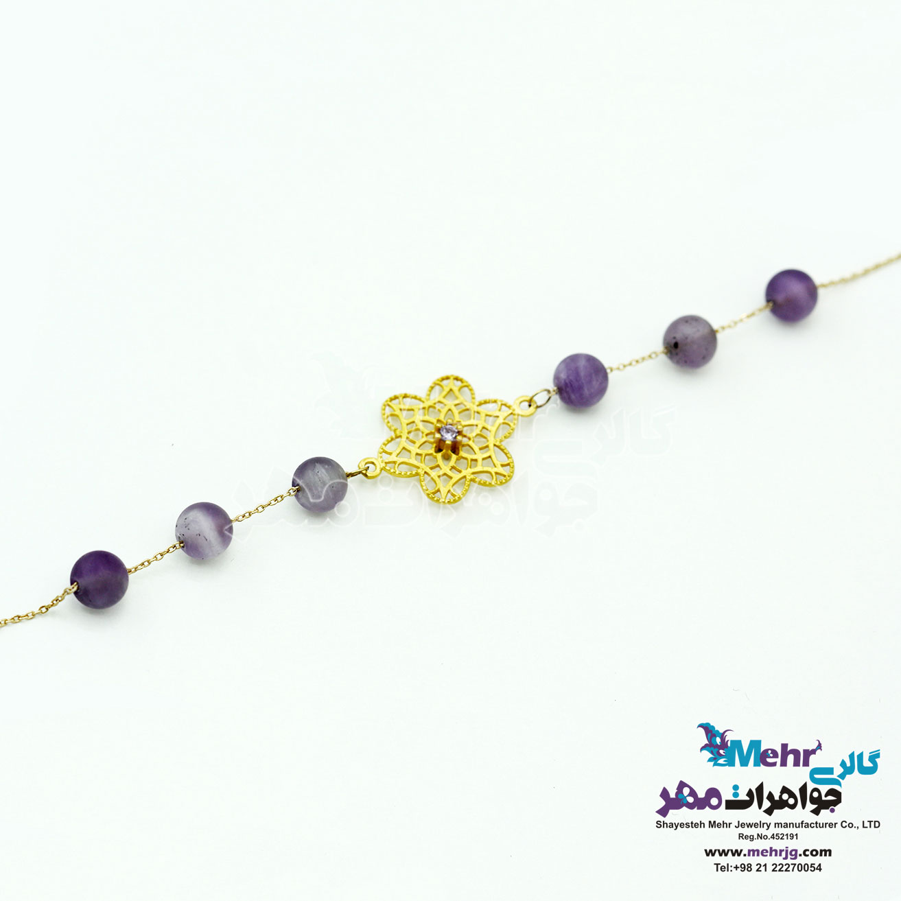 دستبند طلا و سنگ - طرح اسلیمی