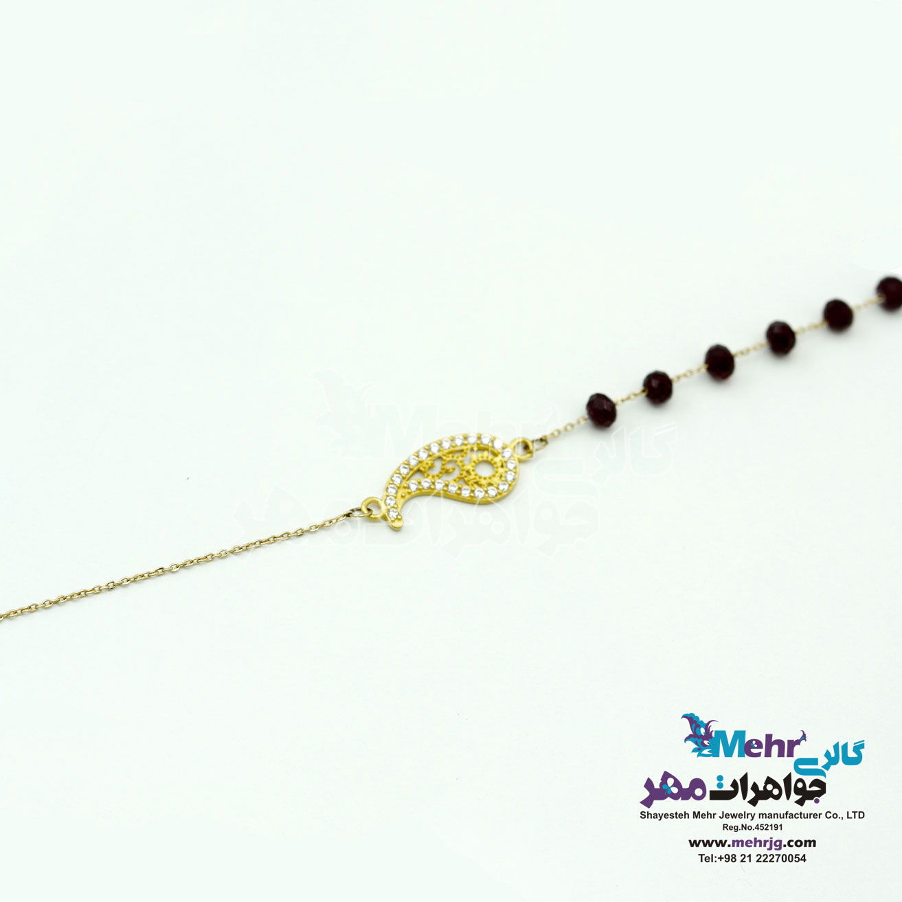 دستبند طلا و مهره - طرح بته‌جقه