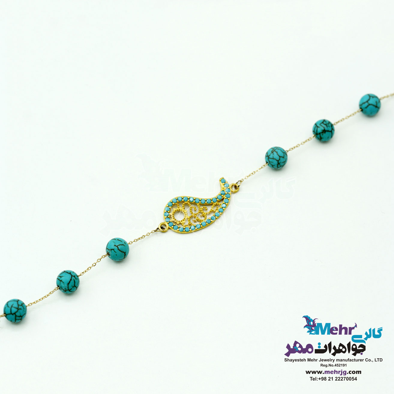 دستبند طلا و سنگ - طرح بته‌جقه