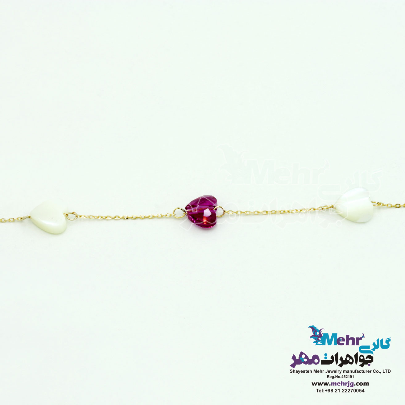 دستبند طلا و سنگ - سواروسکی قلب