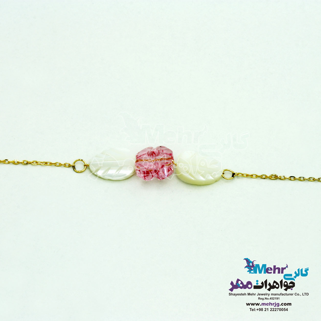 دستبند طلا و سنگ - سواروسکی گل
