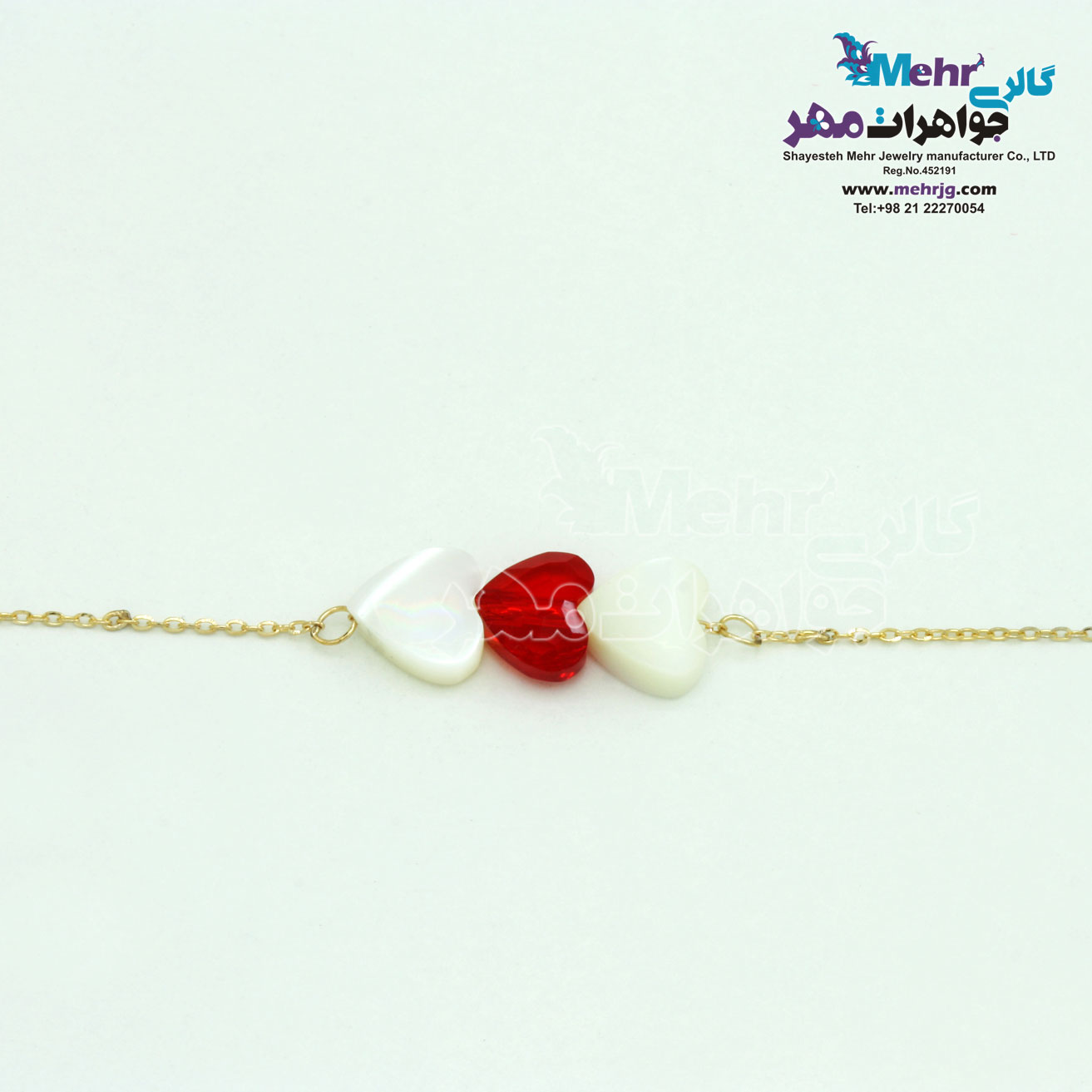 دستبند طلا و سنگ - سواروسکی قلب