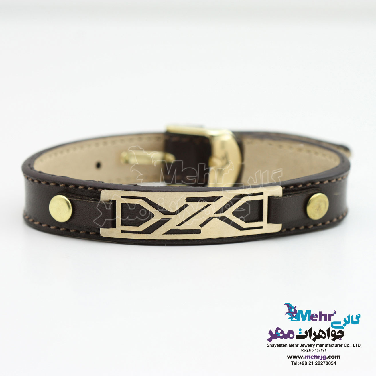 دستبند طلا و چرم - طرح پیکان