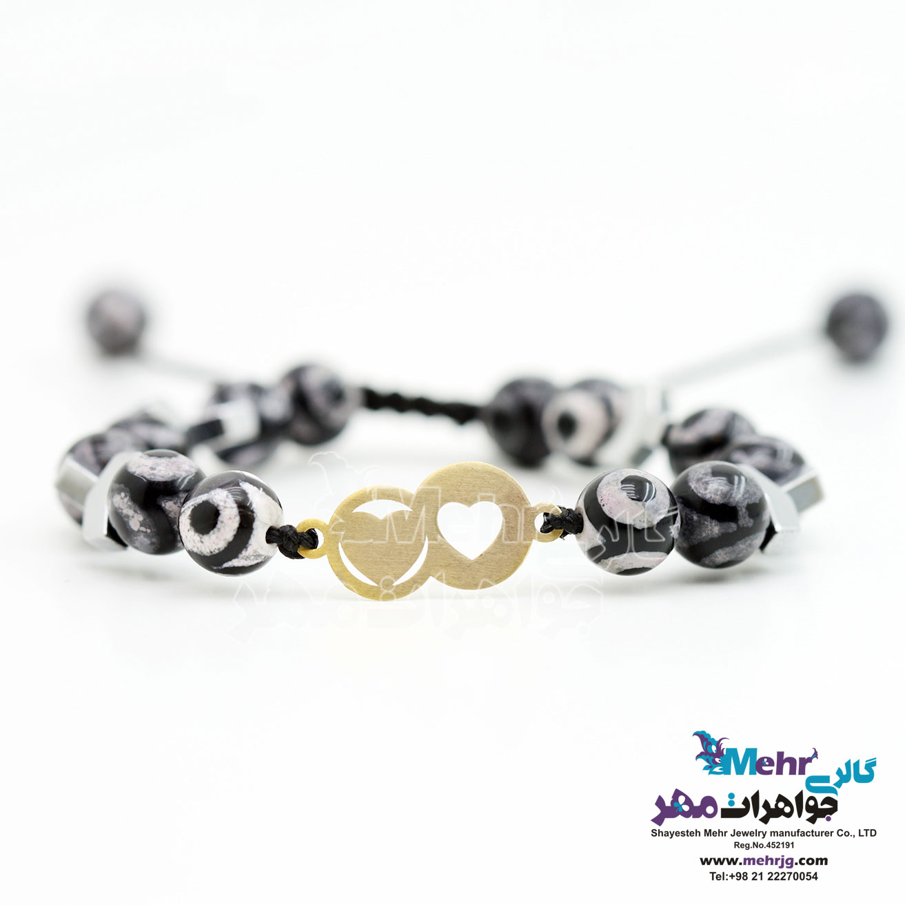 دستبند طلا و سنگ - طرح قلب