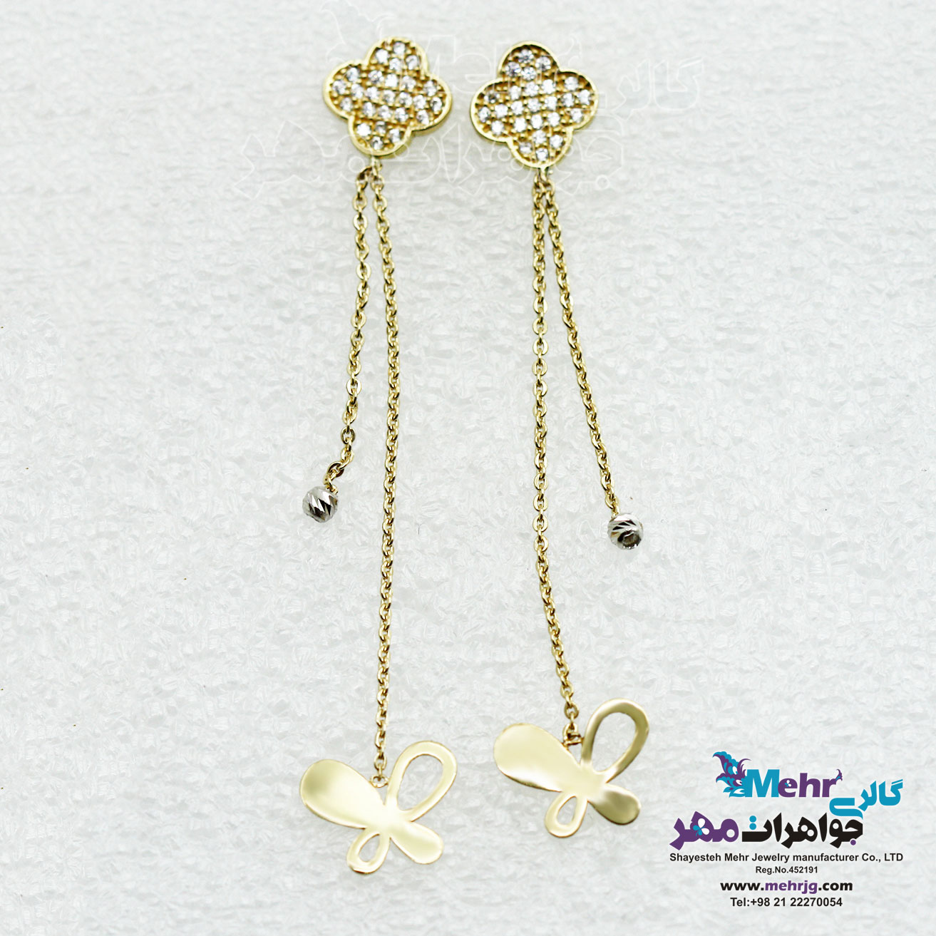 گوشواره طلا - طرح پروانه و ون‌کلیف