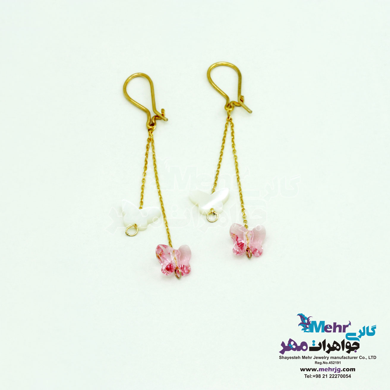 گوشواره طلا - طرح پروانه