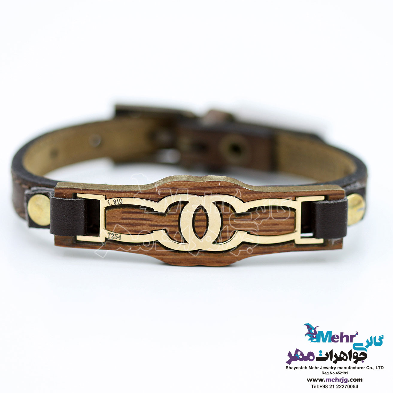 دستبند طلا و چرم - طرح شنل