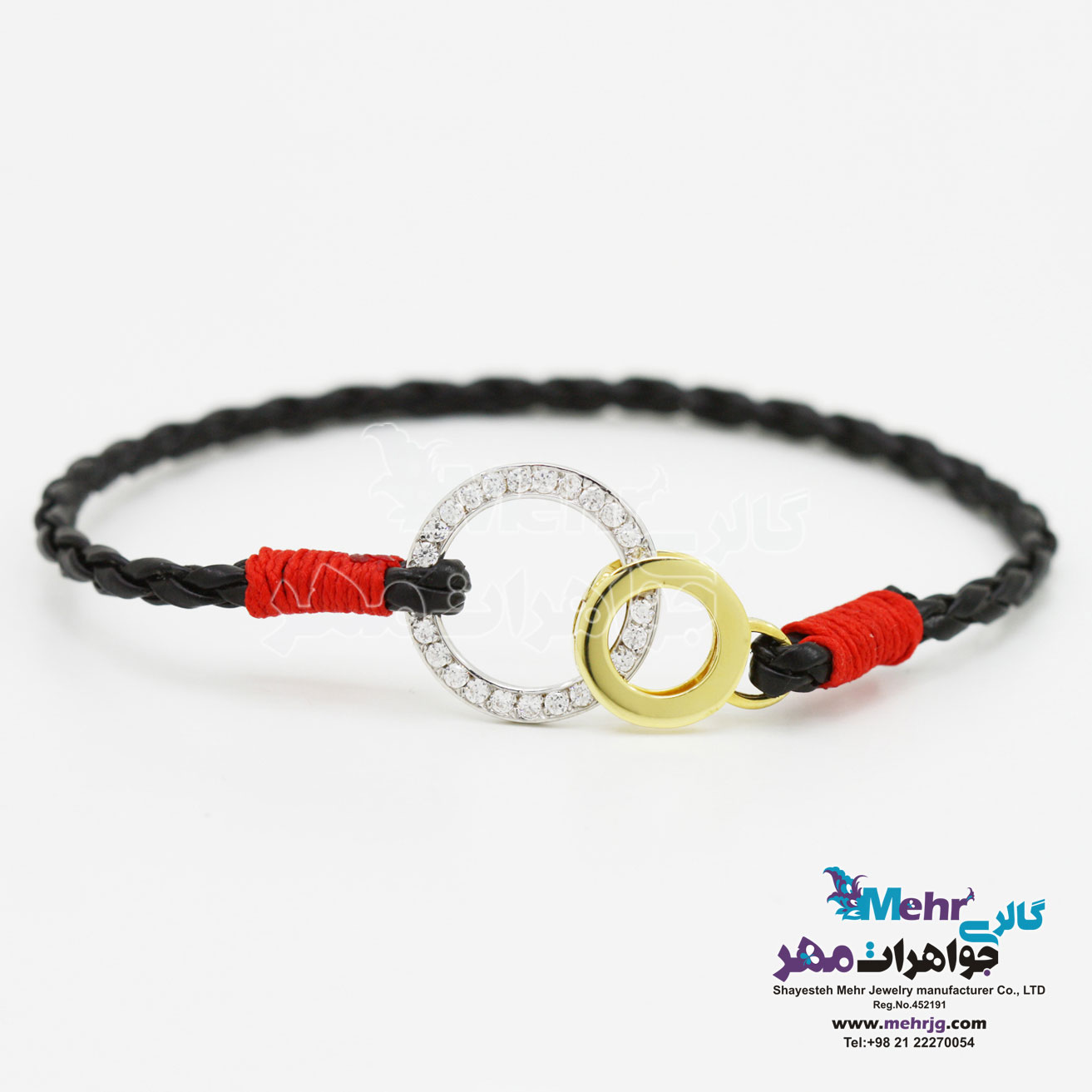 دستبند طلا و چرم - طرح برمس