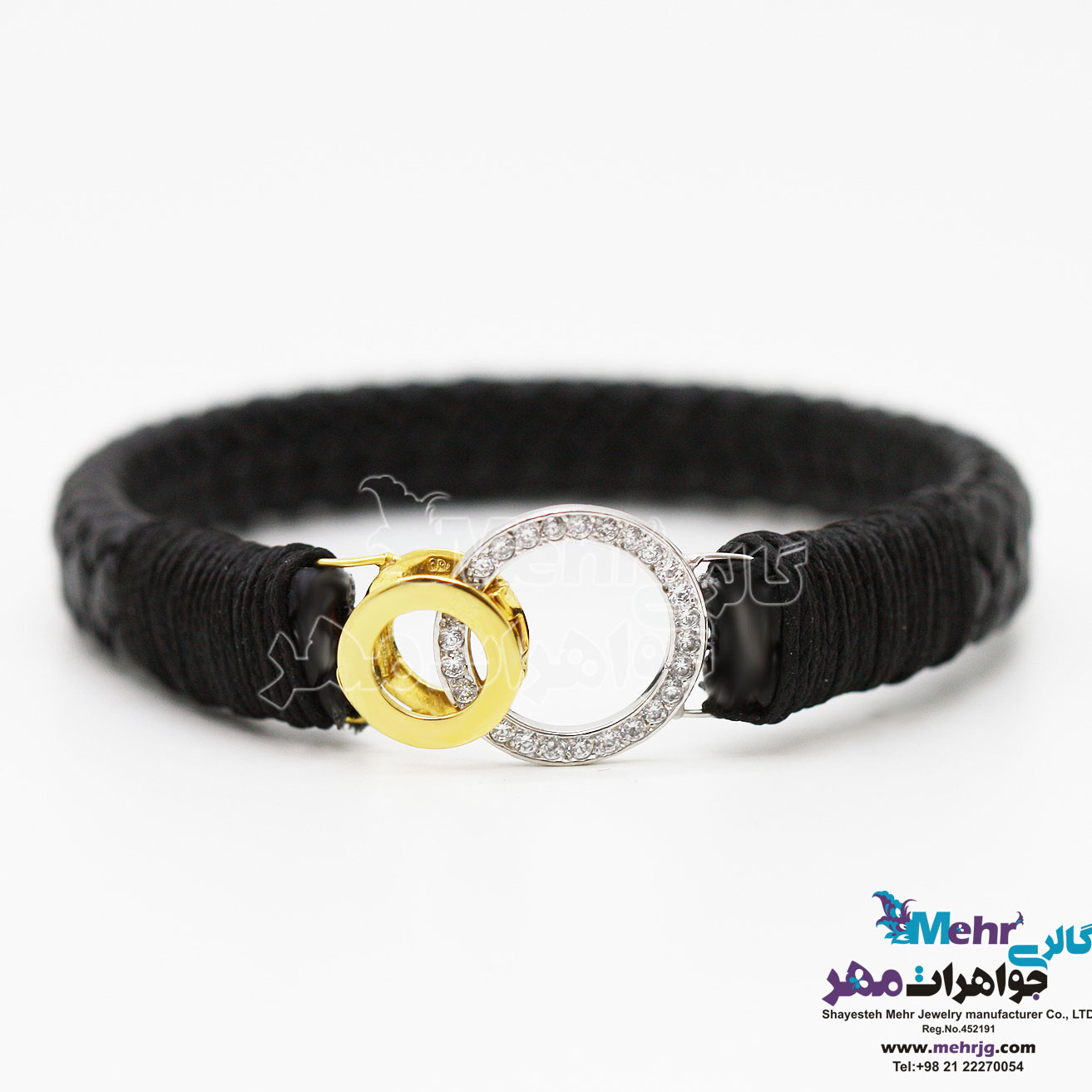 دستبند طلا و چرم - طرح برمس