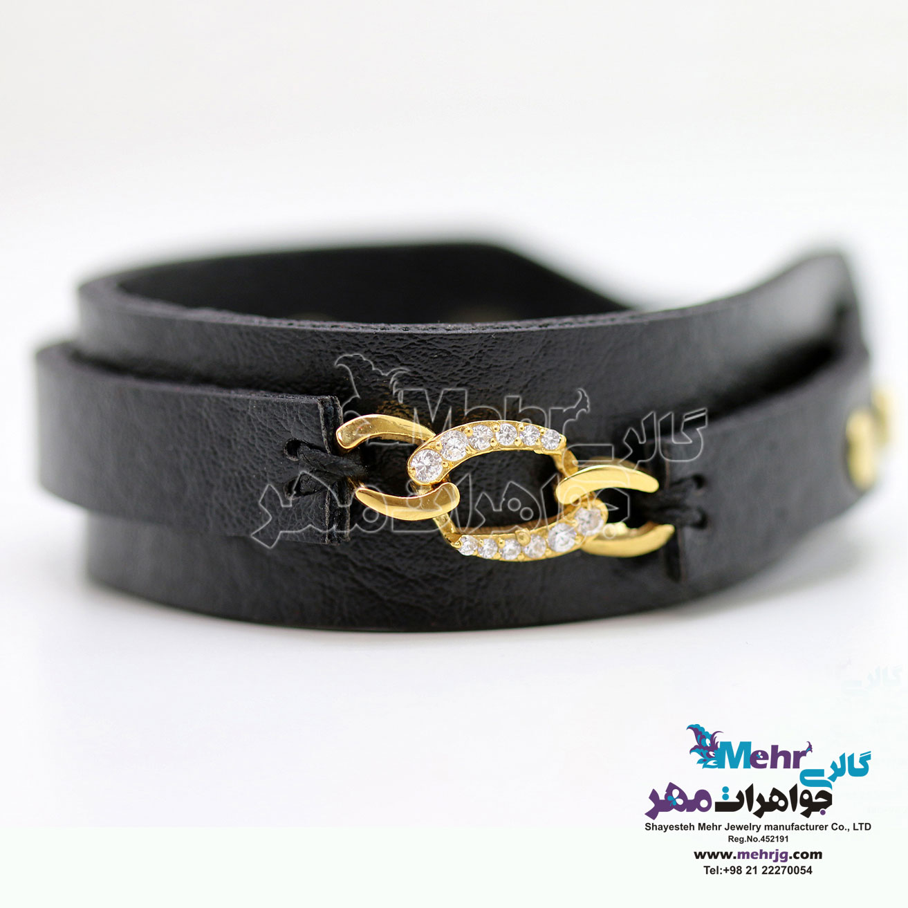 دستبند طلا و چرم - طرح کارتیه