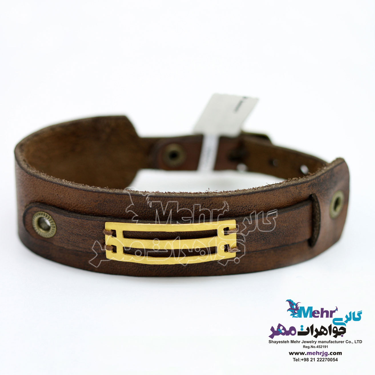دستبند طلا و چرم - طرح خطوط موازی