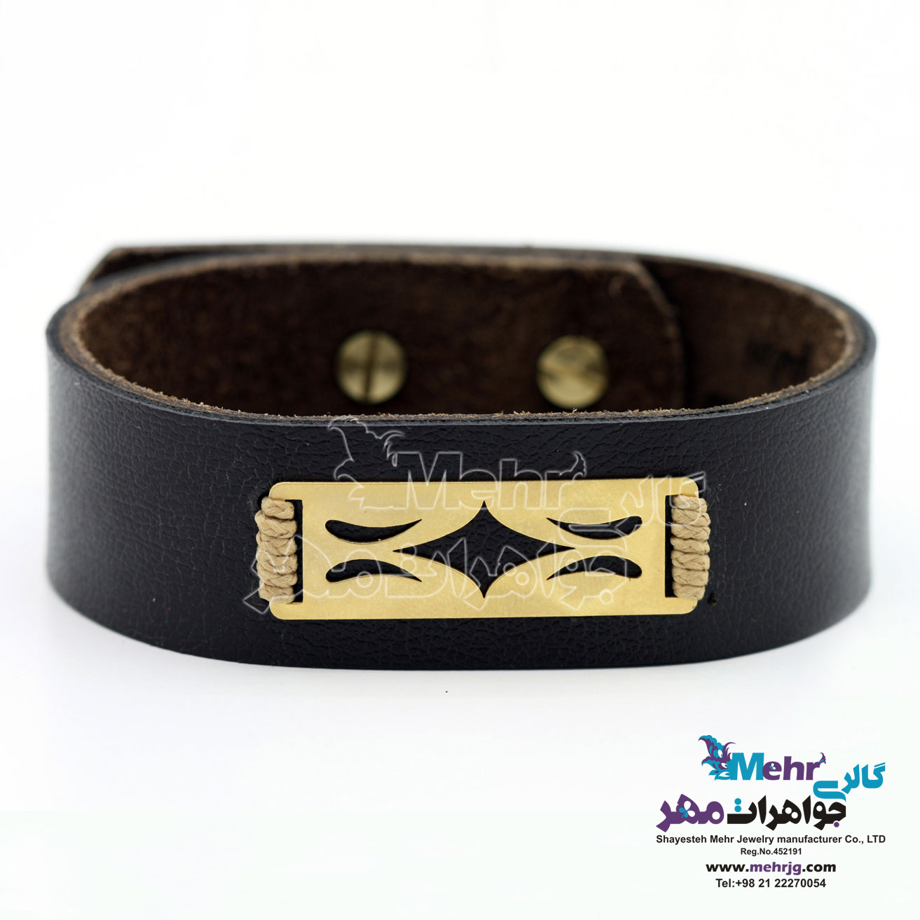 دستبند طلا و چرم - طرح ستاره