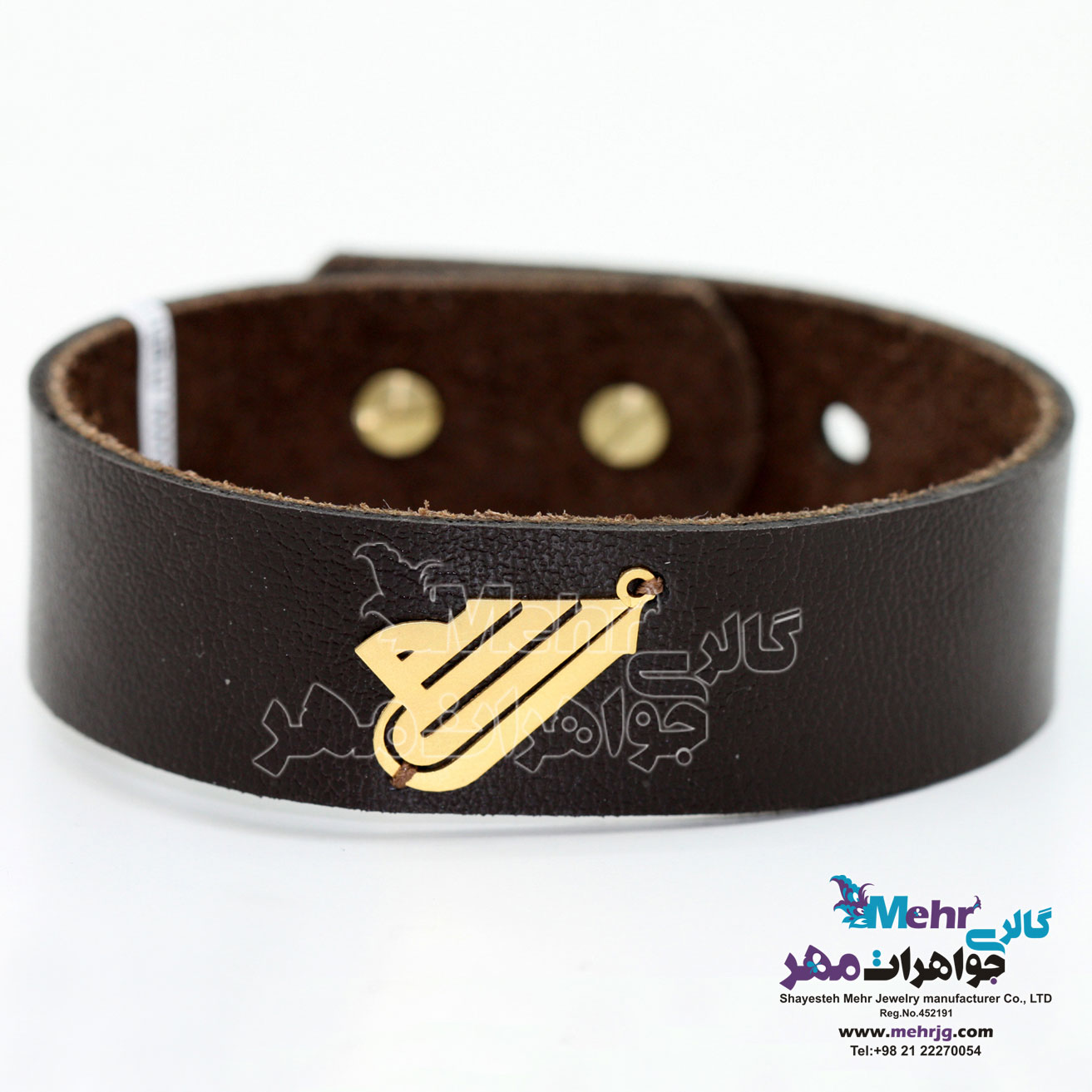 دستبند طلا و چرم - طرح الله