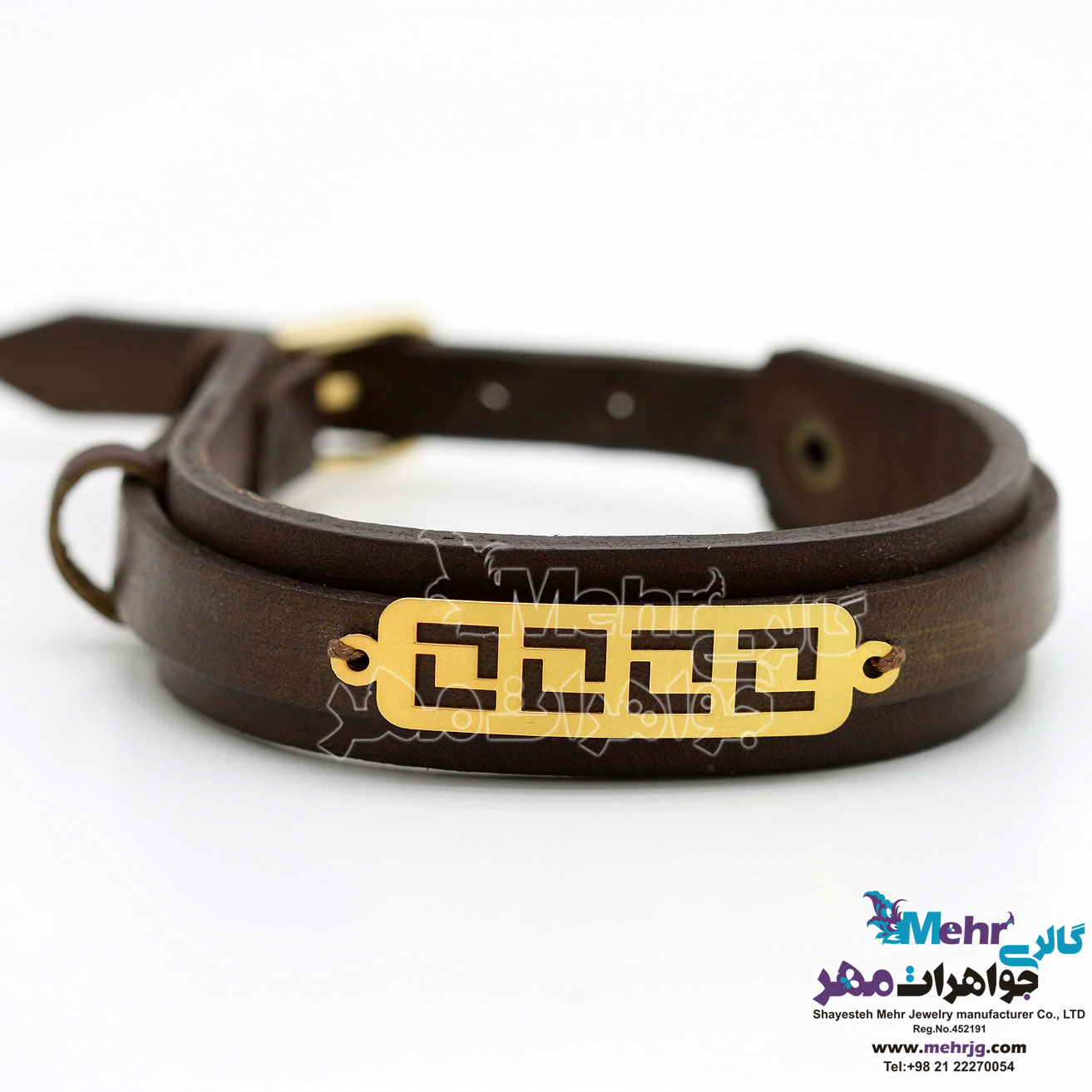 دستبند طلا و چرم - طرح پلکانی