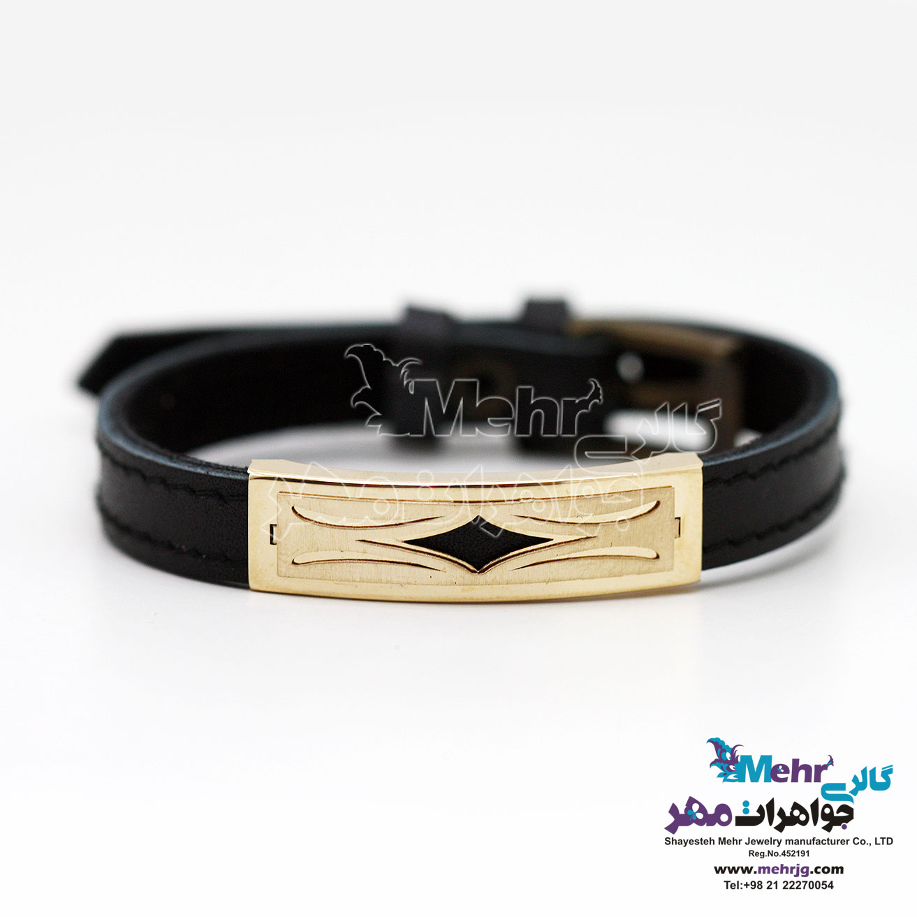 دستبند طلا و چرم - طرح ستاره