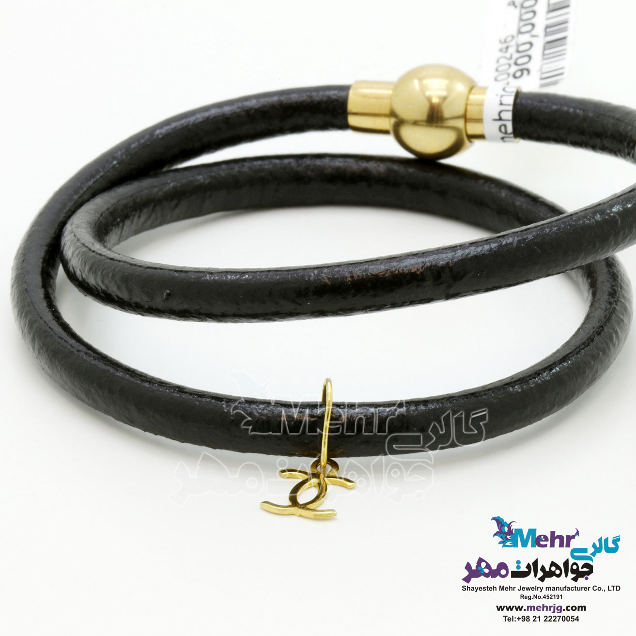 دستبند طلا و چرم - طرح شنل